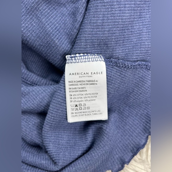 American Eagle Women's Henley True Tank Blue Size XLarge Cropped - Picture 8 of 8